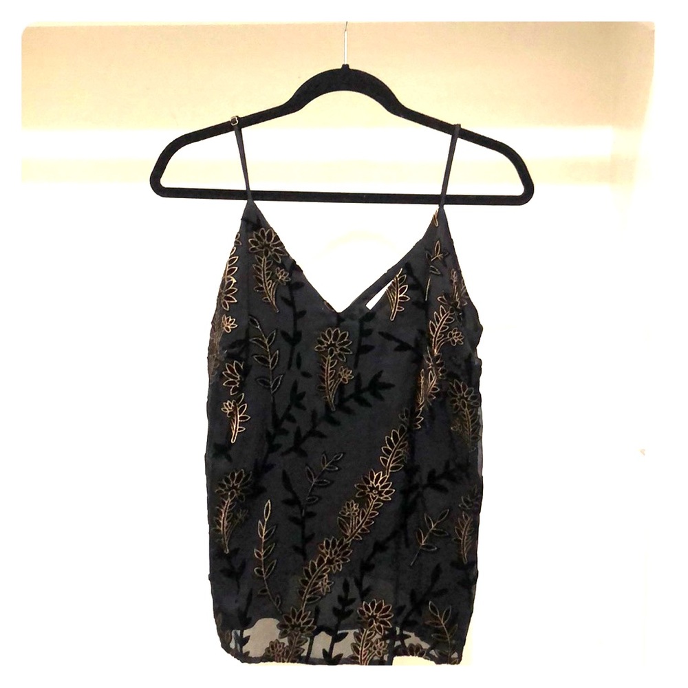 Black chiffon & velvet tank